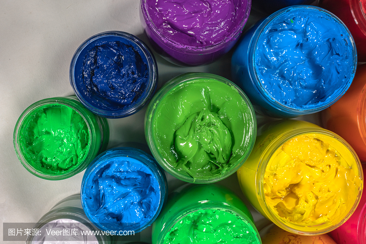 頂視圖彩色墨水為印花t恤