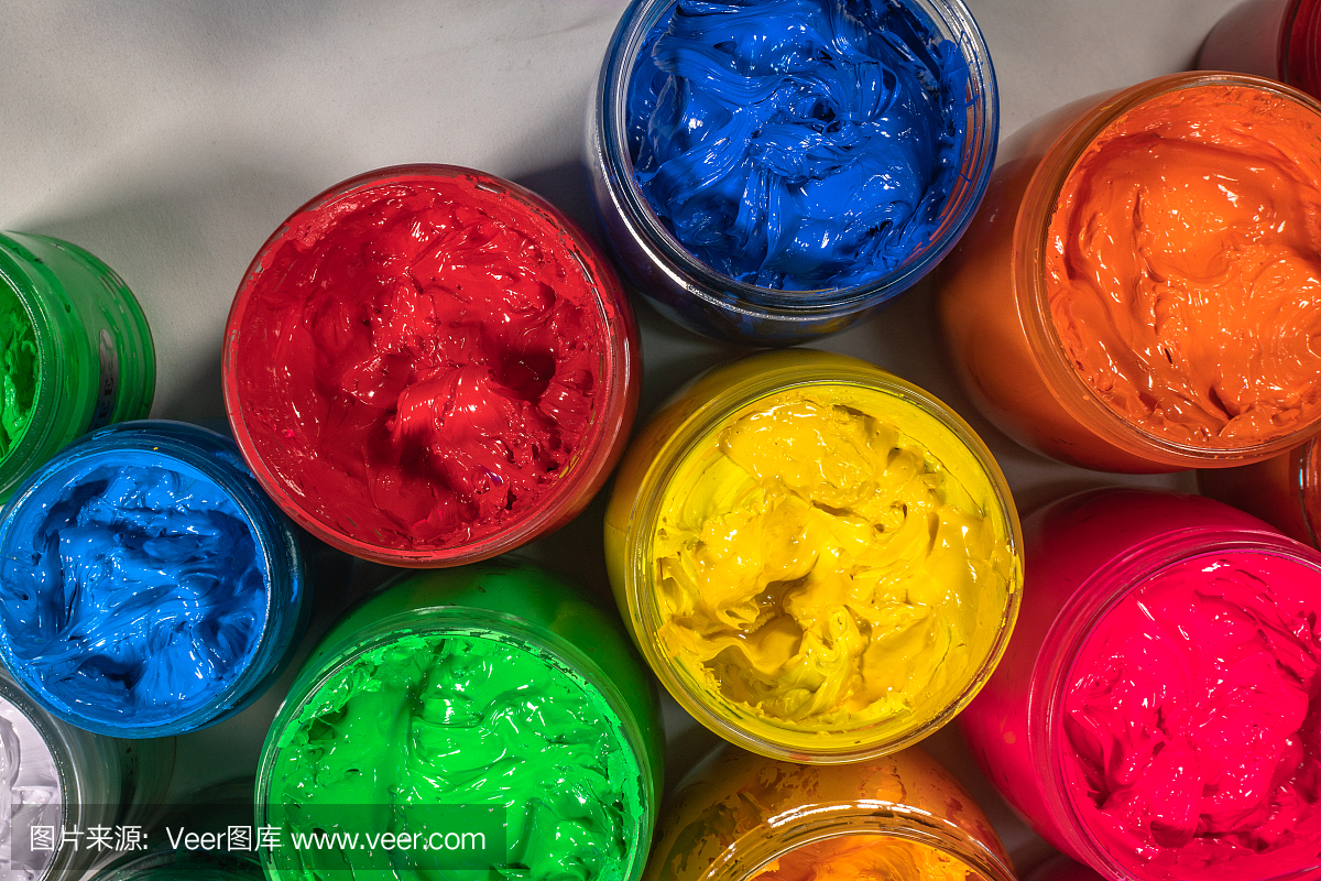 頂視圖彩色墨水為印花t恤