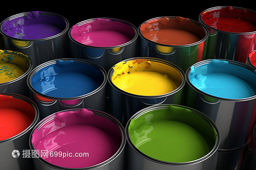 彩色的油漆桶